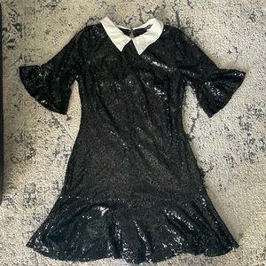 Sequin party dress with peplum collar